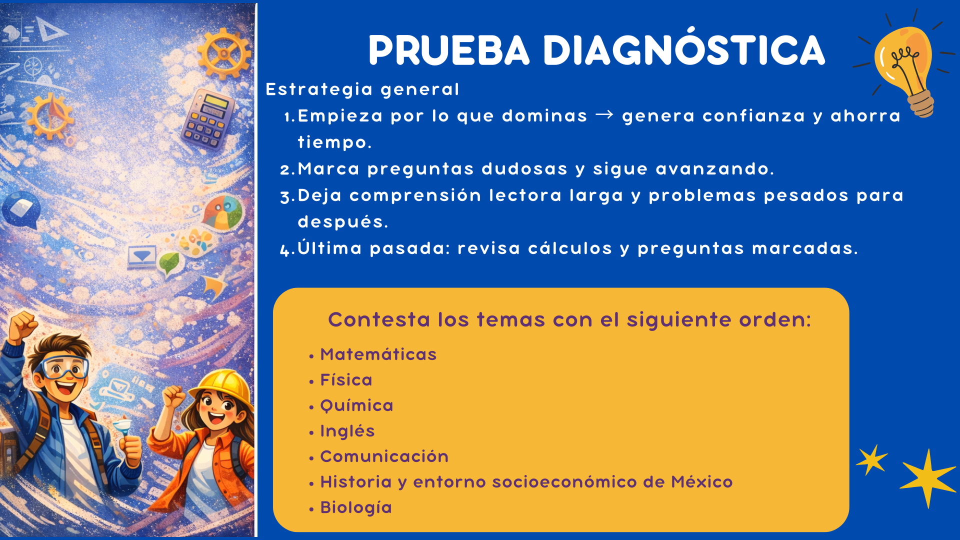 Estrategia par responder la prueba
